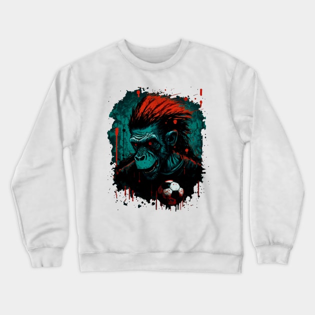 Baboon Sports Player Soccer Futball Football - Graphiti Art Graphic Trendy Holiday Gift Crewneck Sweatshirt by MaystarUniverse